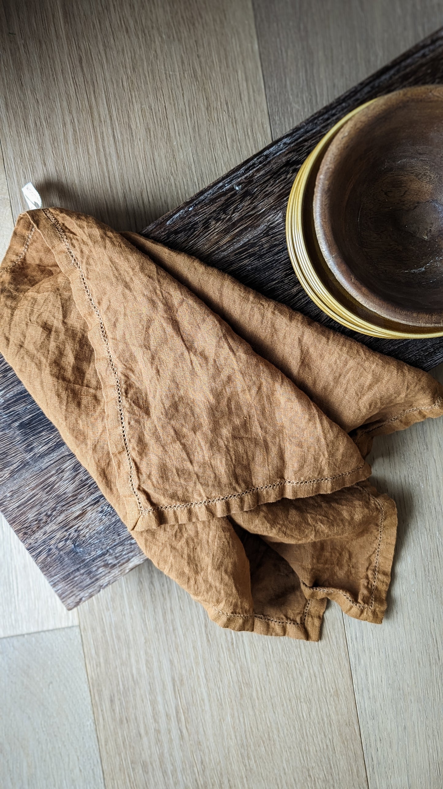 Heirloom Linen Tea Towel - Amber