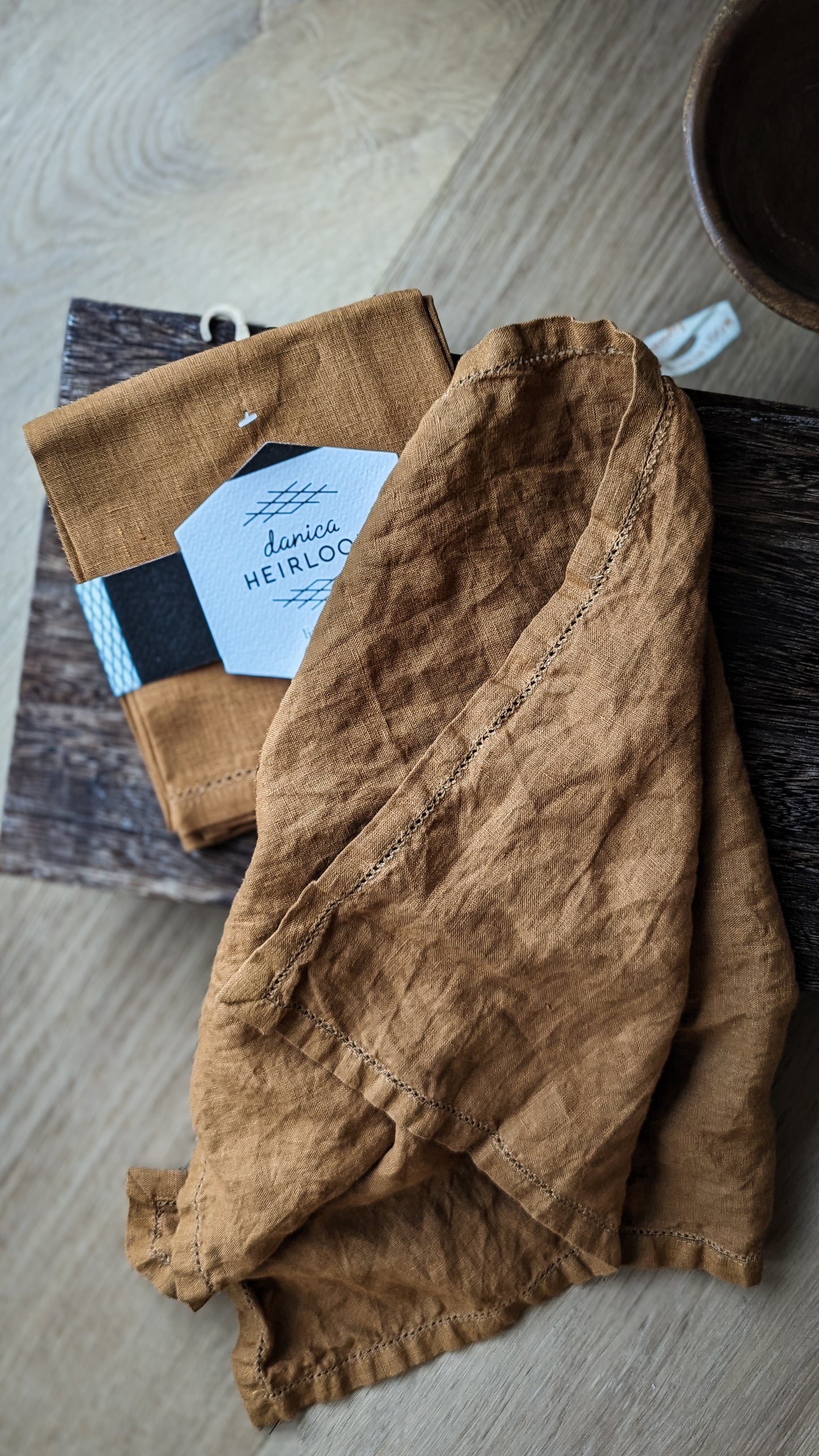 Heirloom Linen Tea Towel - Amber