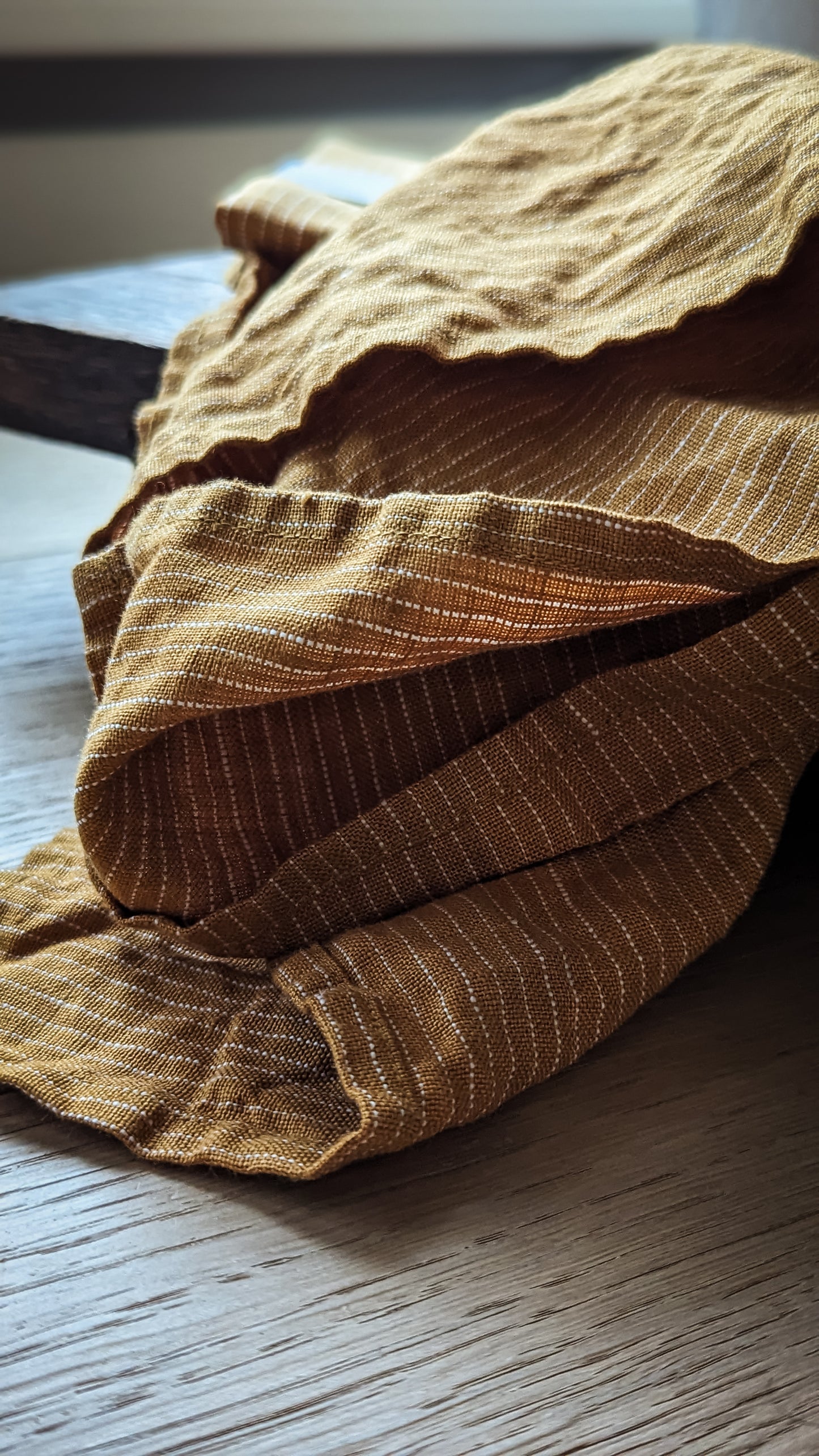 Linen Pinstripe Tea Towel - Ochre