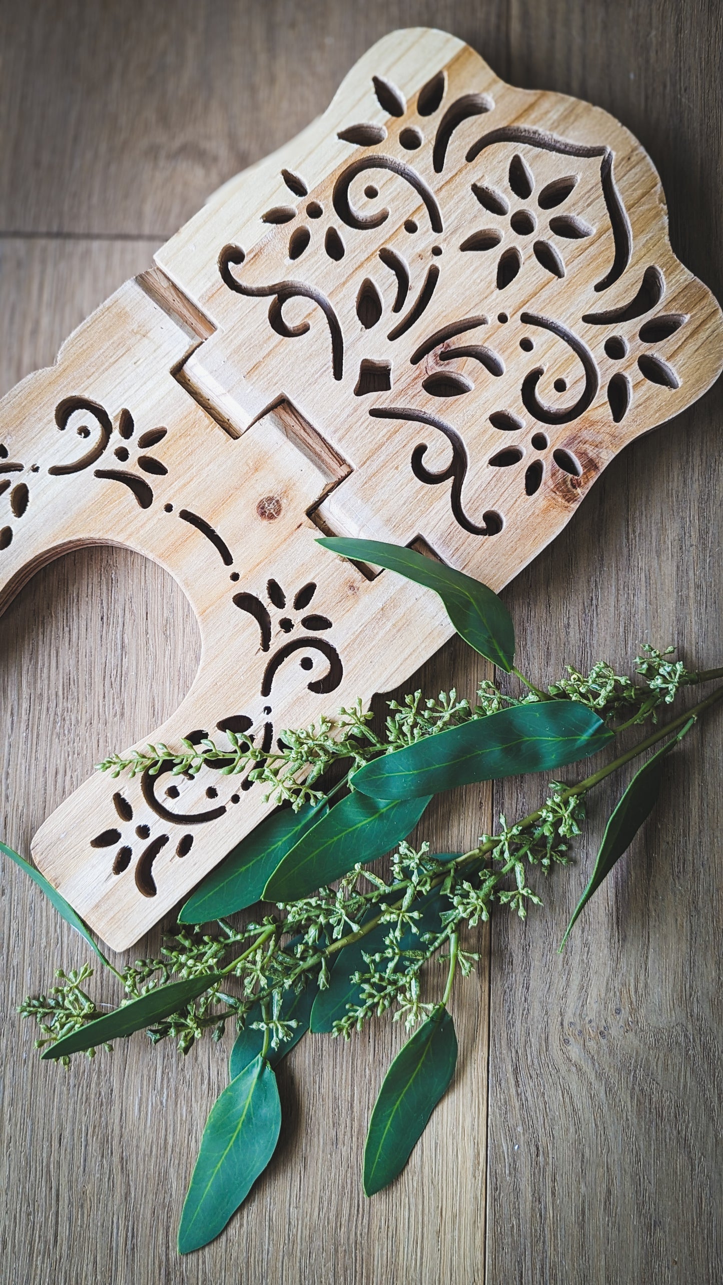 Wood Carved Open Book Holder