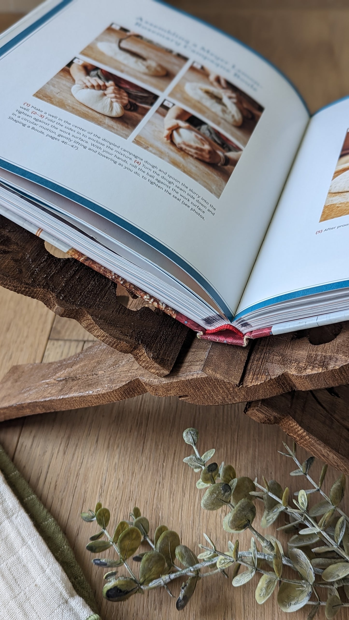 Reclaimed Wood Carved Open Book Holder