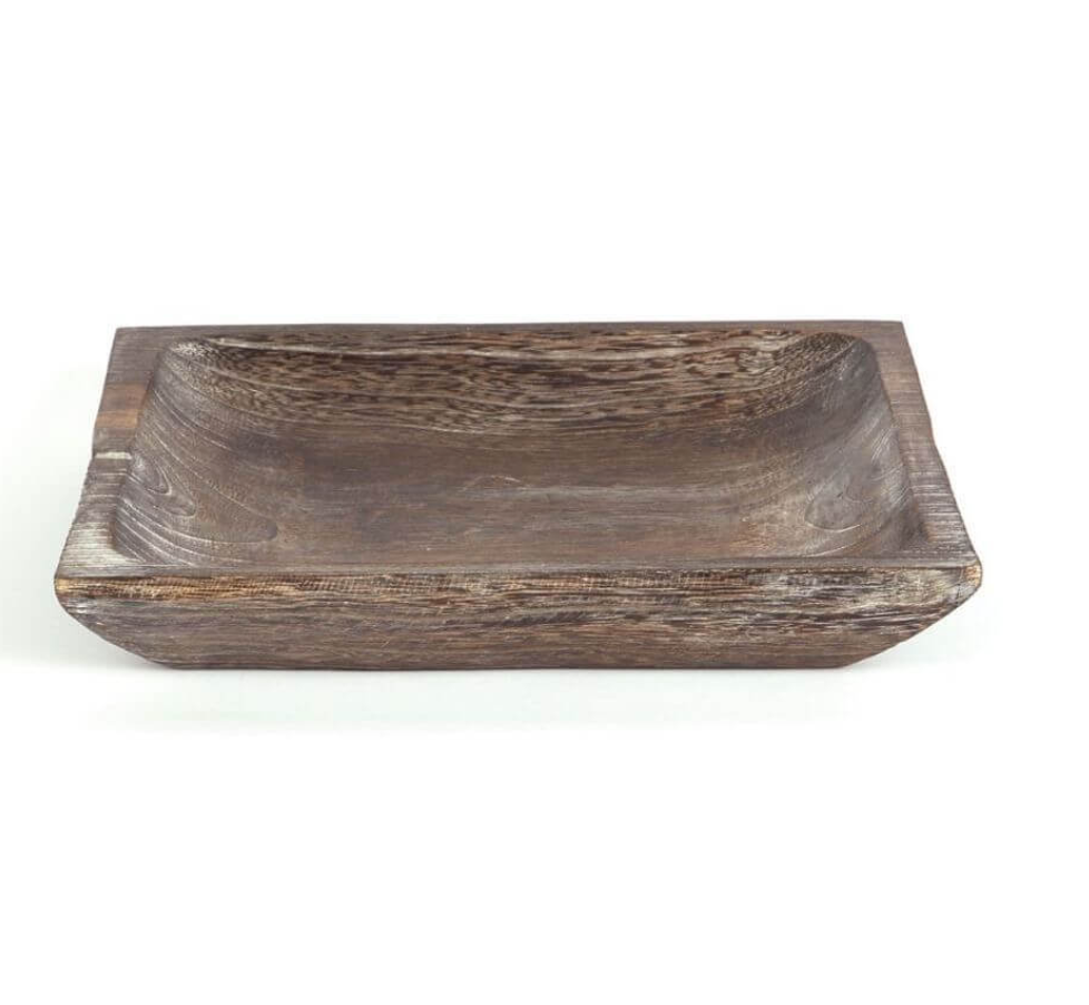 Square Brown Wood Tray